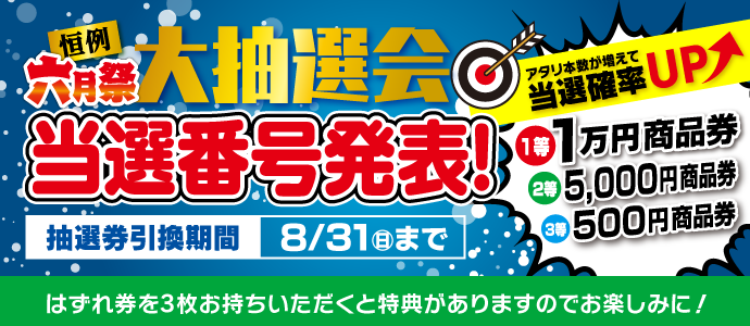 2025年 六月祭大抽選会当選番号発表